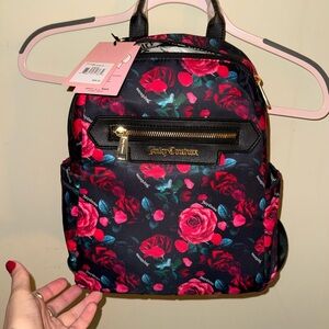 Never used - Juicy Couture Black and Red Floral Backpack